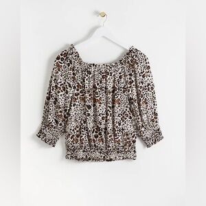 Oliver Bonas Painted Neutral Animal Print Bardot Top